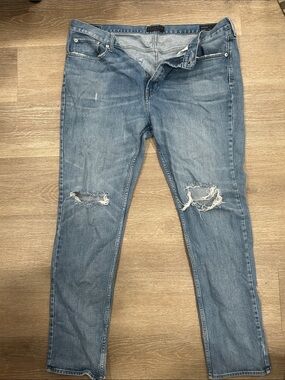 Skinny Distressed Men's Jeans - Light Blue